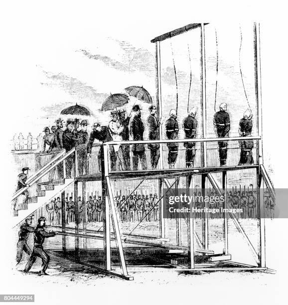 Hanging of the Lincoln assassination conspirators, Washington DC, USA, 7th July, 1865. The assassinination of President Abraham Lincoln by John...