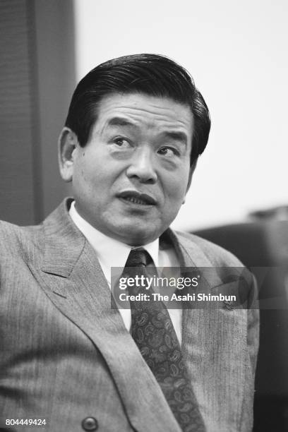 League Chairman Saburo Kawabuchi speaks during the Asahi Shimbun interview on January 5, 1994 in Tokyo, Japan.