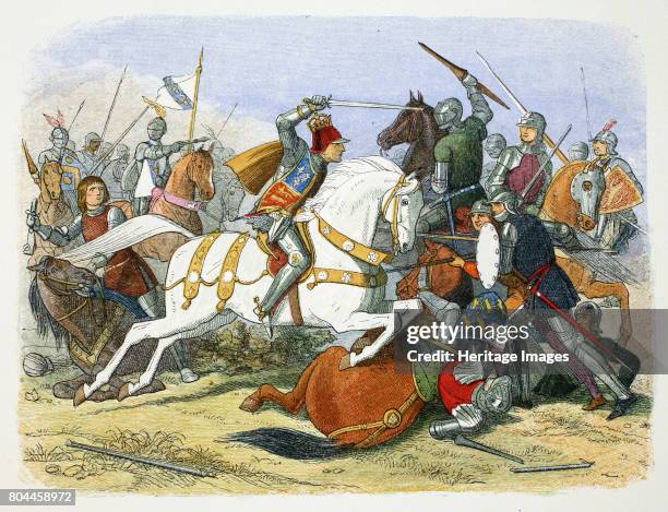 Richard III of England at the Battle of Bosworth Field, Leicestershire, 1485 . Richard was the last Plantagenet King of England. His death in the...