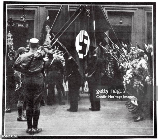 Funeral procession for Horst Wessel in the Juedenstasse, Berlin . Wessel joined the Nazi party and the Sturmabteilung in 1926. He was shot by...