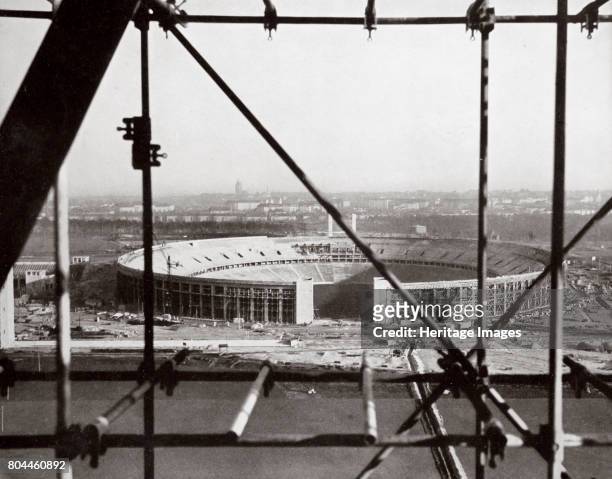 The Olympic Stadium from the Bell Tower, Berlin, Germany, c1934-c1936. The stadium in the Reichssportfeld sports complex under construction. From...