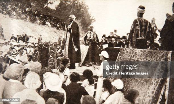 Lord Balfour speaking at the Hebrew University, Jerusalem, Palestine, 1927. Arthur James Balfour was a British Conservative politician. In 1917, when...