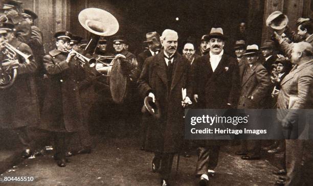 British Prime Minister Ramsay MacDonald in New York, being escorted by Grover Whalen, 1929. James Ramsay MacDonald was a British politician and twice...