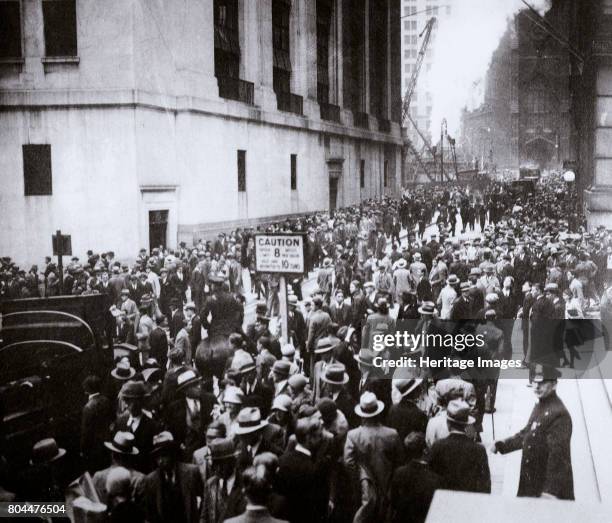 The Wall Street Crash, New York City, USA, Thursday, 24 October 1929. The panicking crowds that collected that morning outside the Stock Exchange...