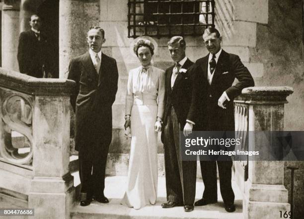 The wedding party at the marriage of the Duchess and Duke of Windsor, Château de Candé, France, 3 June 1937. Edward VIII , later The Duke of Windsor,...