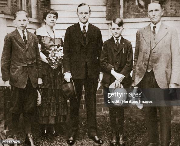 Calvin Coolidge American Politician With His Father Wife And Sons 1920