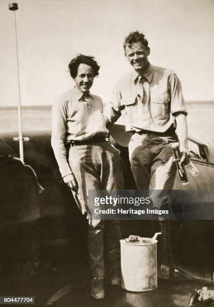 American aviator Charles Lindbergh and his wife Anne after their flight to Japan, 1931. In May 1927 Charles Augustus Lindbergh made the first...