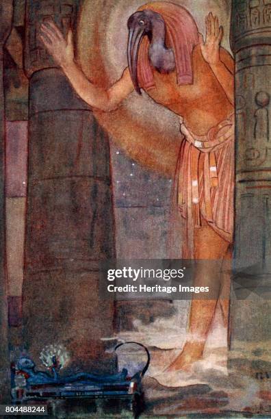Thoth and the Chief Magician', 1925. Thoth was one of the Gods of Ancient Egypt. He was portrayed as a man with the head of either a baboon or, as...