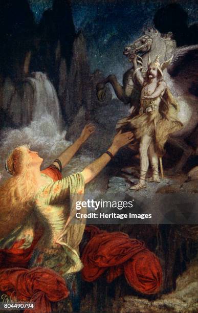 Helgi Helgi Hundingsbane returns to Valhalla', 1890. Illustration from ...