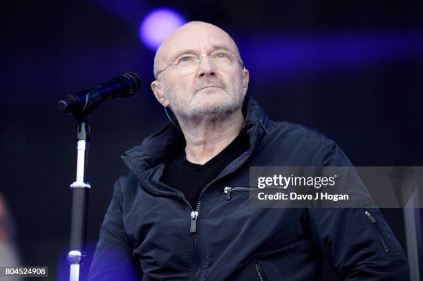 Phil Collins performs on stage at the Barclaycard Presents British Summer Time Festival in Hyde Park on June 30, 2017 in London, England.