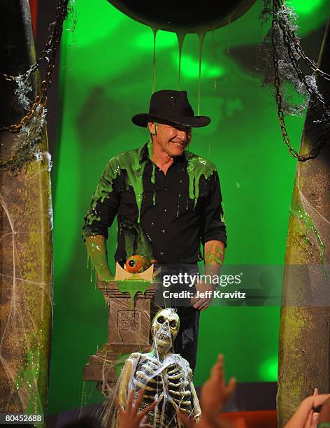 Actor Harrison Ford attends Nickelodeon's 2008 Kids' Choice Awards on March 29, 2008 at the Pauley Pavilion in Los Angeles, California.