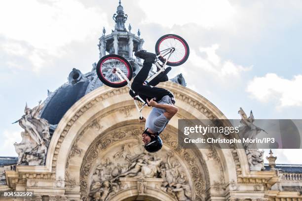 People make a BMX demonstration in front of the Grand Palais on June 23, 2017 in Paris, France. On 23 and 24 June, Paris is transformed into an...