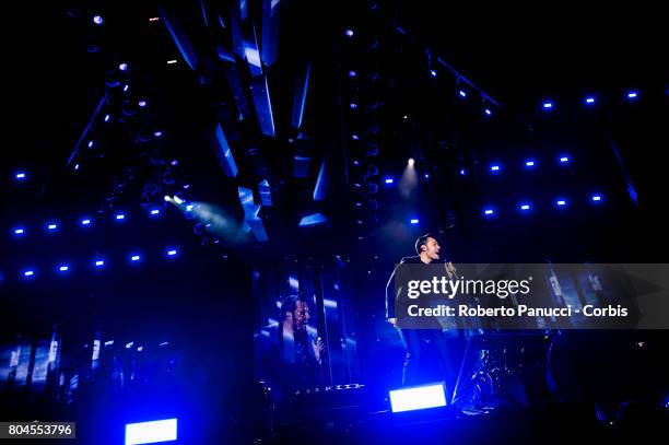 Italian singer Tiziano Ferro performs in concert at Olympic Stadium on June 28, 2017 in Rome, Italy.