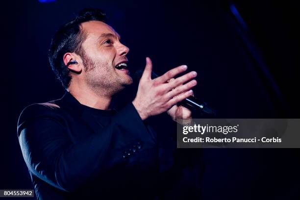 Italian singer Tiziano Ferro performs in concert at Olympic Stadium on June 28, 2017 in Rome, Italy.