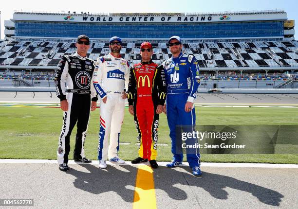 Kevin Harvick, driver of the Jimmy John's Ford, Jimmie Johnson, driver of the Lowe's Chevrolet, Jamie McMurray, driver of the McDonald's $1 Any Size...