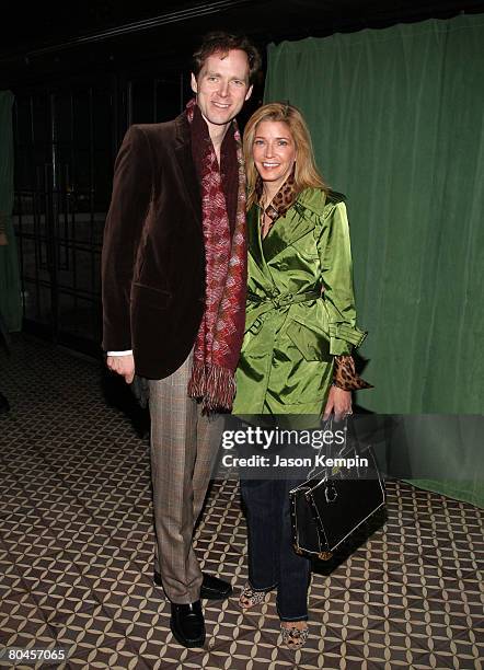 Charles Askegard and Candace Bushnell attend The Cinema Society and Linda Wells after party of "Smart People" at the Bowery Hotel on March 31, 2008...