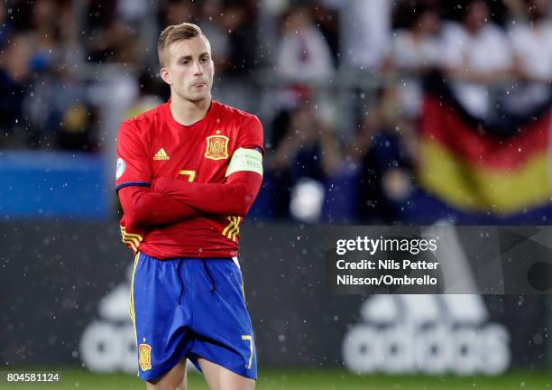 Gerard Deulofeu of Spain is dejected after the UEFA European Under-21 Championship Final between Germany and Spain at Krakow Stadium on June 30, 2017...