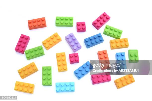 brick toys - slab white background stock pictures, royalty-free photos & images