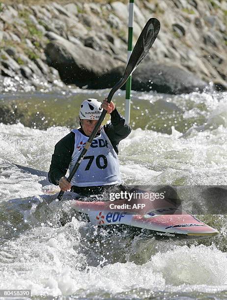 French Mathilde Pichery participates in the slalom selection for the Kayak qualifications in Cracow in La Seu d'Urgell in the province of Lleida,...
