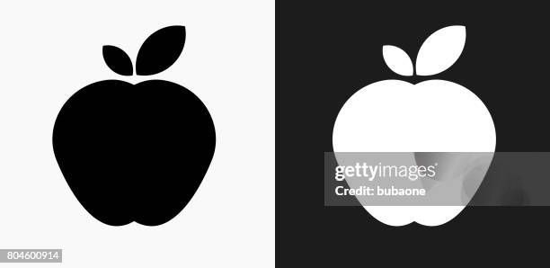 apple icon on black and white vector backgrounds - apple black background stock illustrations