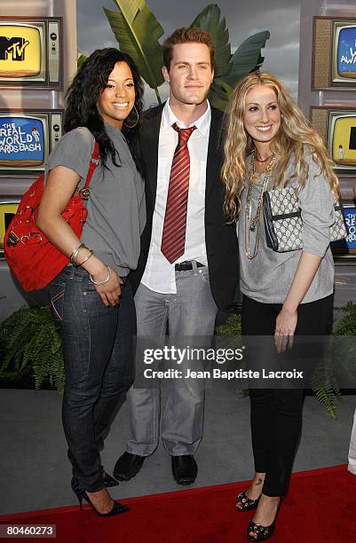 Aneesa Ferreira, Kyle Brandt and Cara Khan Fudemberg of Season 11 Chicago arrive at the Real World Awards Bash at Sunset Plaza House on March 15,...