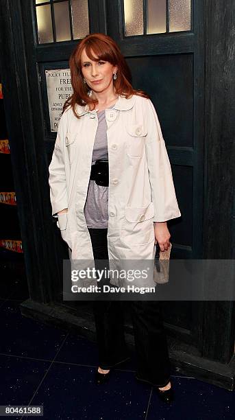 Actress Catherine Tate arrives at the press launch of 'Dr Who' series 4 at the Apollo West End on April 1, 2008 in London, England. The first episode...