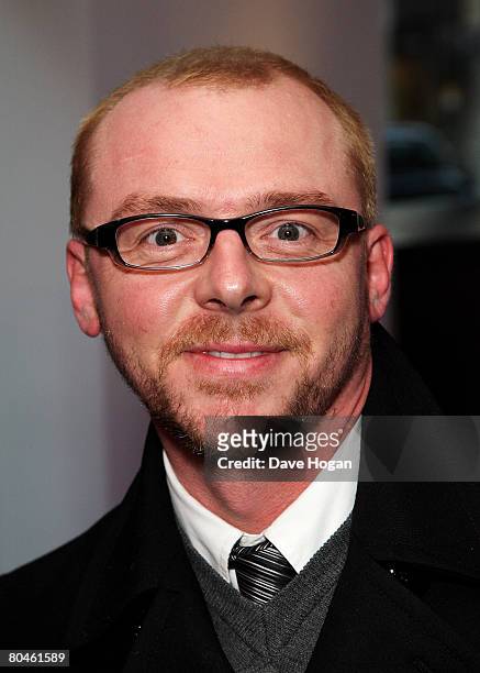 Actor Simon Pegg arrives at the press launch of 'Dr Who' series 4 at the Apollo West End on April 1, 2008 in London, England. The first episode of...