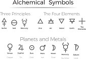 Alchemical  symbols icons  set