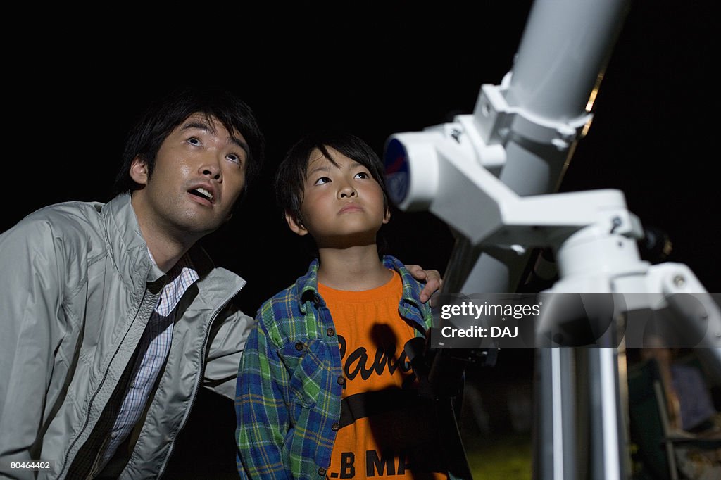 Father and Son Watching Stars