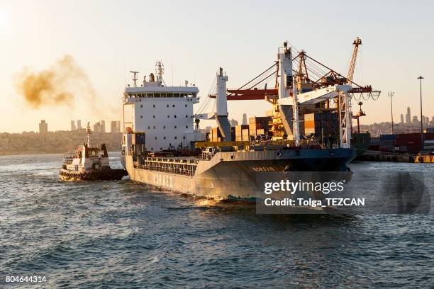 containerschepen in haydarpasa haven, istanbul - bosporus shipping trade stockfoto's en -beelden