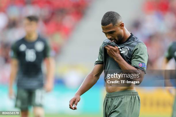 Serge Gnabry of Germany looks on during the UEFA European Under-21 Championship Semi Final match between England and Germany at Tychy Stadium on June...