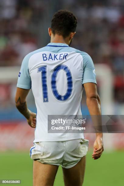 Lewis Baker of England looks on during the UEFA European Under-21 Championship Semi Final match between England and Germany at Tychy Stadium on June...