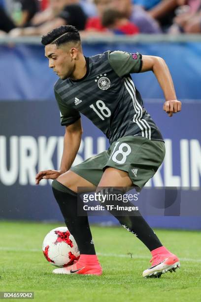 Nadiem Amiri of Germany in action during the UEFA European Under-21 Championship Semi Final match between England and Germany at Tychy Stadium on...