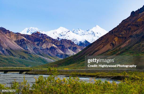 a slice of denali - alaska mountain range stock pictures, royalty-free photos & images