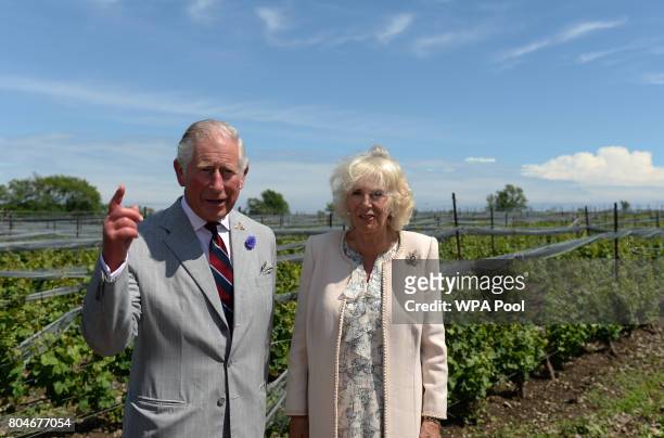 Prince Charles, Prince of Wales and Camilla, Duchess of Cornwall during a visit to Norman Hardie Winery during day two of their three day visit to...