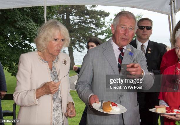 Camilla, Duchess of Cornwall and Prince Charles, Prince of Wales visit Wellington Farmers Market during day two of their three day visit to Canada on...