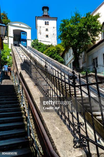 funicular in zagreb, croatia - zagreb tram stock pictures, royalty-free photos & images