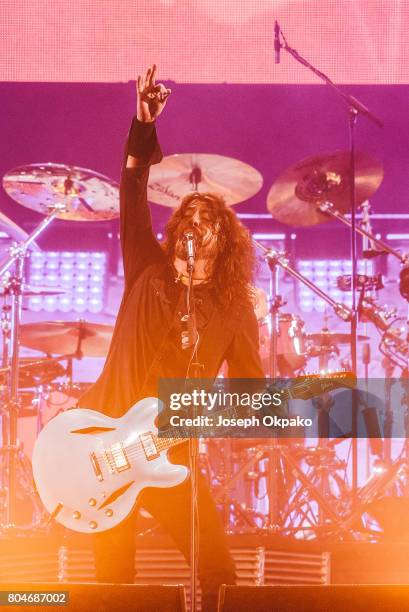 Dave Grohl of the Foo Fighters performs on stage at Roskilde Festival on June 30, 2017 in Roskilde, Denmark.