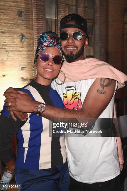 Swizz Beatz and Alicia Keys pose at Bacardi X The Dean Collection Present: No Commission on June 30, 2017 in Berlin, Germany.
