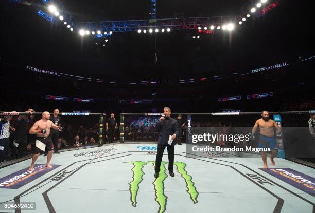 Tim Boetsch prepares to fight Johny Hendricks in their middleweight bout during the UFC Fight Night event at the Chesapeake Energy Arena on June 25,...