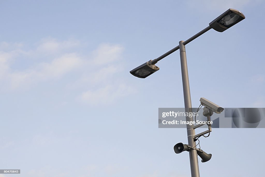 Surveillance camera on a lamppost