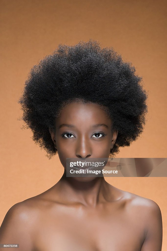 Portrait of a woman with afro hair