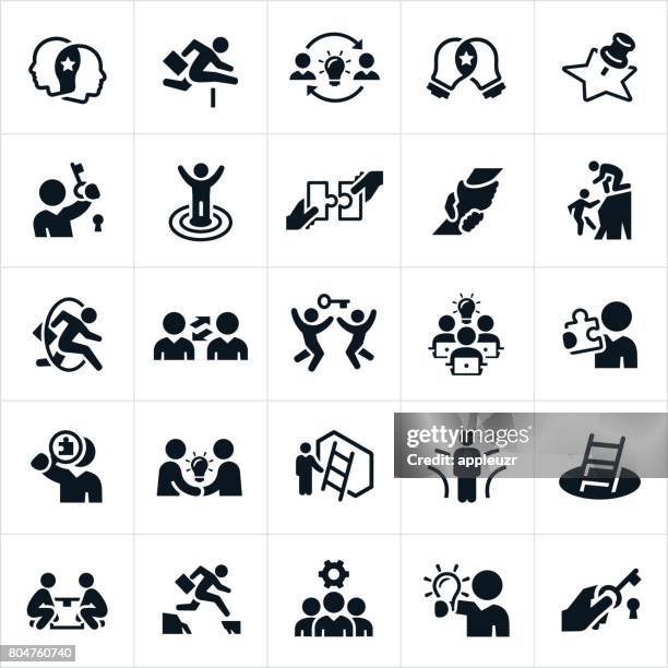 business solutions icons - adversity stock illustrations