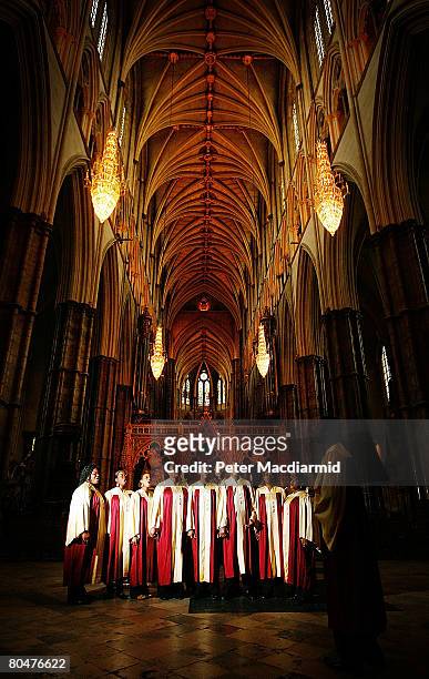The Festival of Life Gospel Choir rehearse at Westminster Abbey on April 2, 2008 in London. The Choir will take part in a special 'Service of Hope'...
