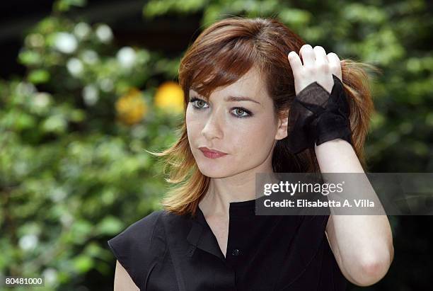 Italian actress Cristiana Capotondi attends the photocall for the TV film "Rebecca La Prima Moglie" at RAI Viale Mazzini on April 2, 2008 in Rome,...