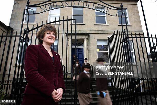 Principle and former student of Norland College Thirza Ashelford is pictured outside Norland College, in Bath, south west England, on March 13, 2008....