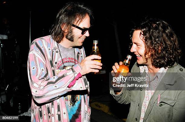 Neil Young and Eddie Vedder of Pearl Jam