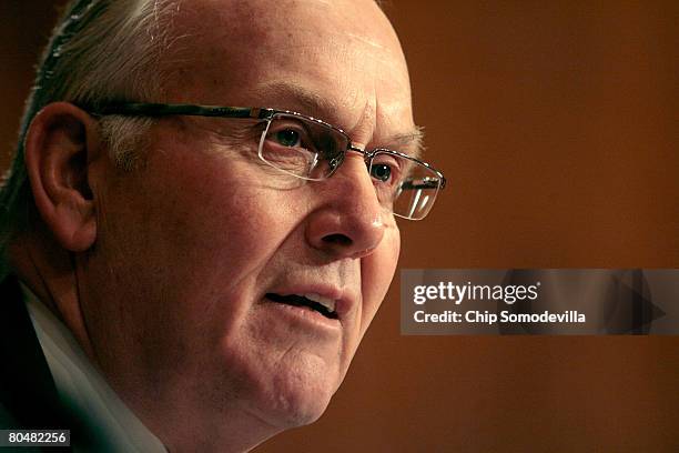 Senate Environment and Public Works Committee member Sen. Larry Craig questions witnesses during a hearing about the possible listing of the polar...