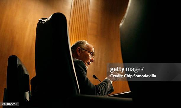 Senate Environment and Public Works Committee member Sen. Larry Craig questions witnesses during a hearing about the possible listing of the polar...