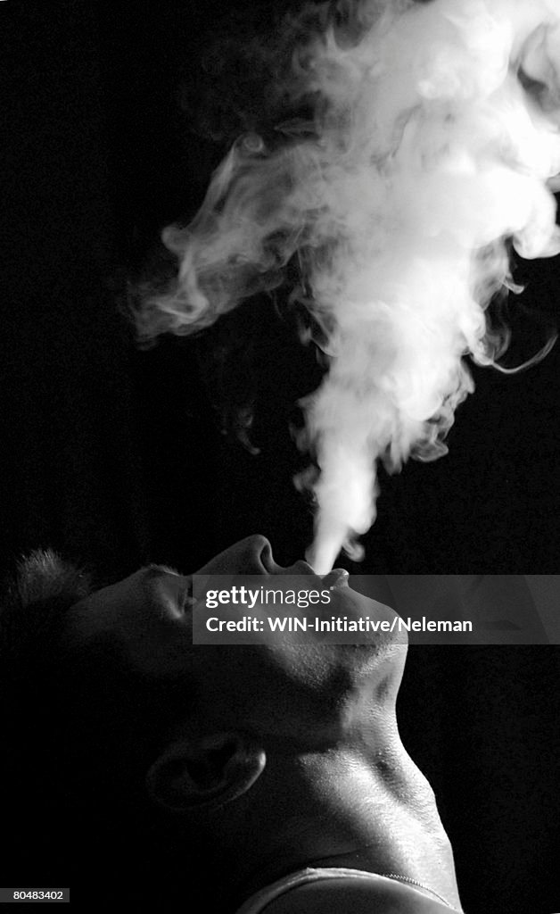 Person smoking, close-up
